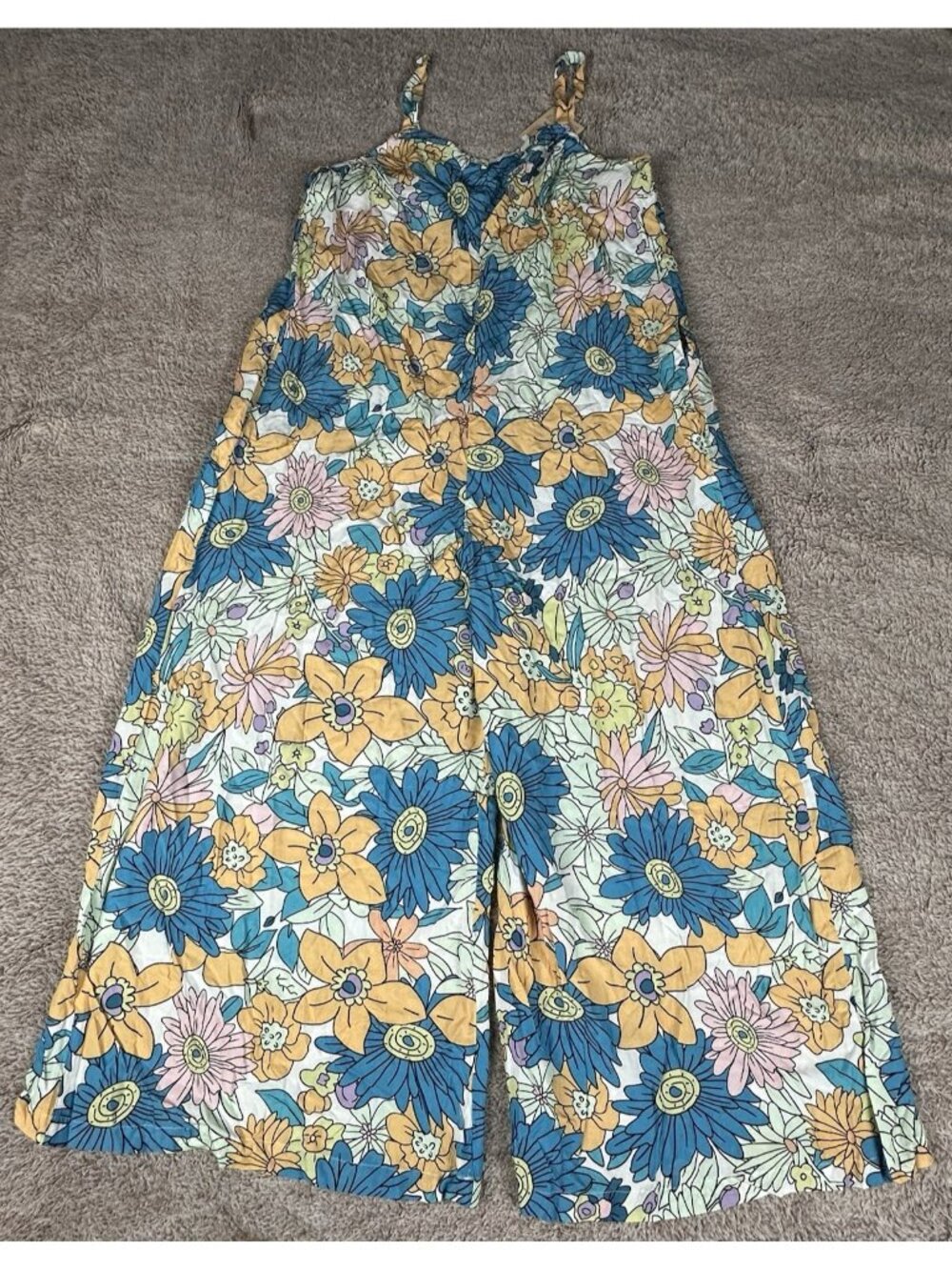 NWT BloomChic Womens Size 12 Wide Leg Jumpsuit Retro Floral Boho Pocket - Picture 4 of 16